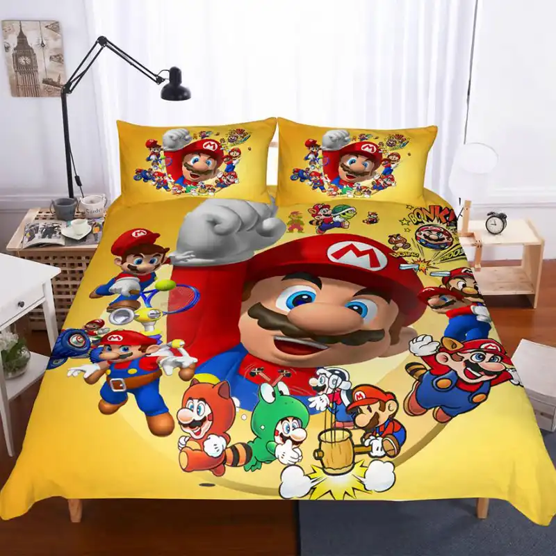 Super Mario Bros Jogo De Cama Capas Edredon Fronhas Mario Criancas Decoracao Do Quarto Consolador Conjuntos Roupa Cama Conjuntos De Cama Aliexpress