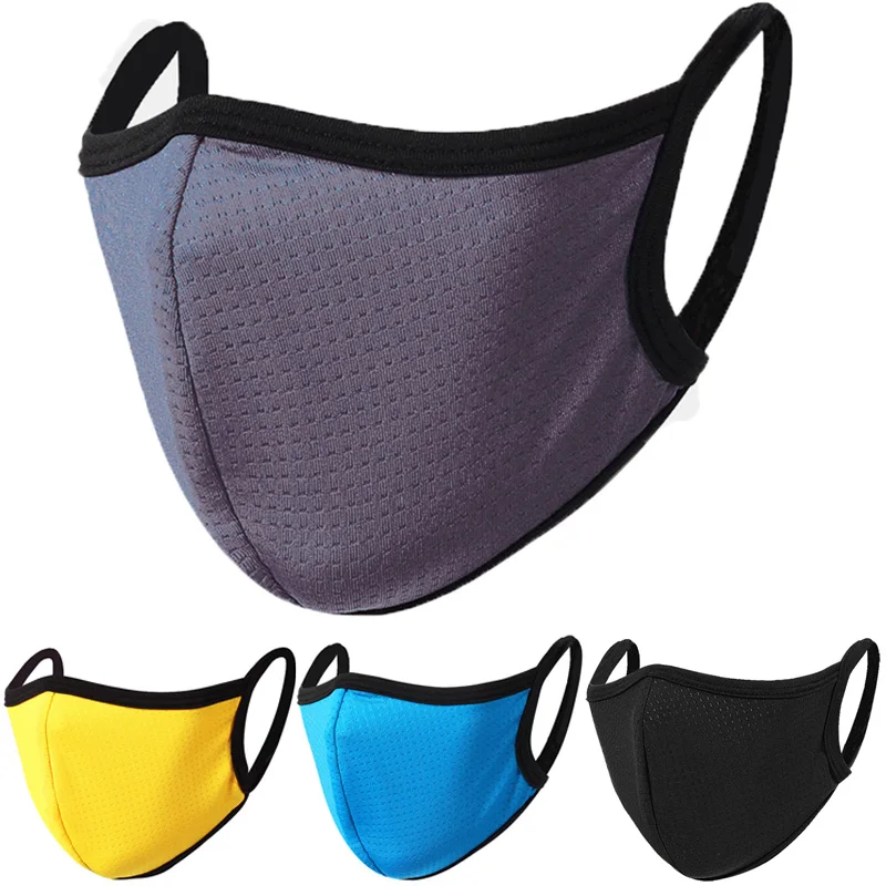 Mascarilla deportiva de secado rápido para adultos, máscara lavable y reutilizable para correr, conducción al aire libre, color amarillo y azul