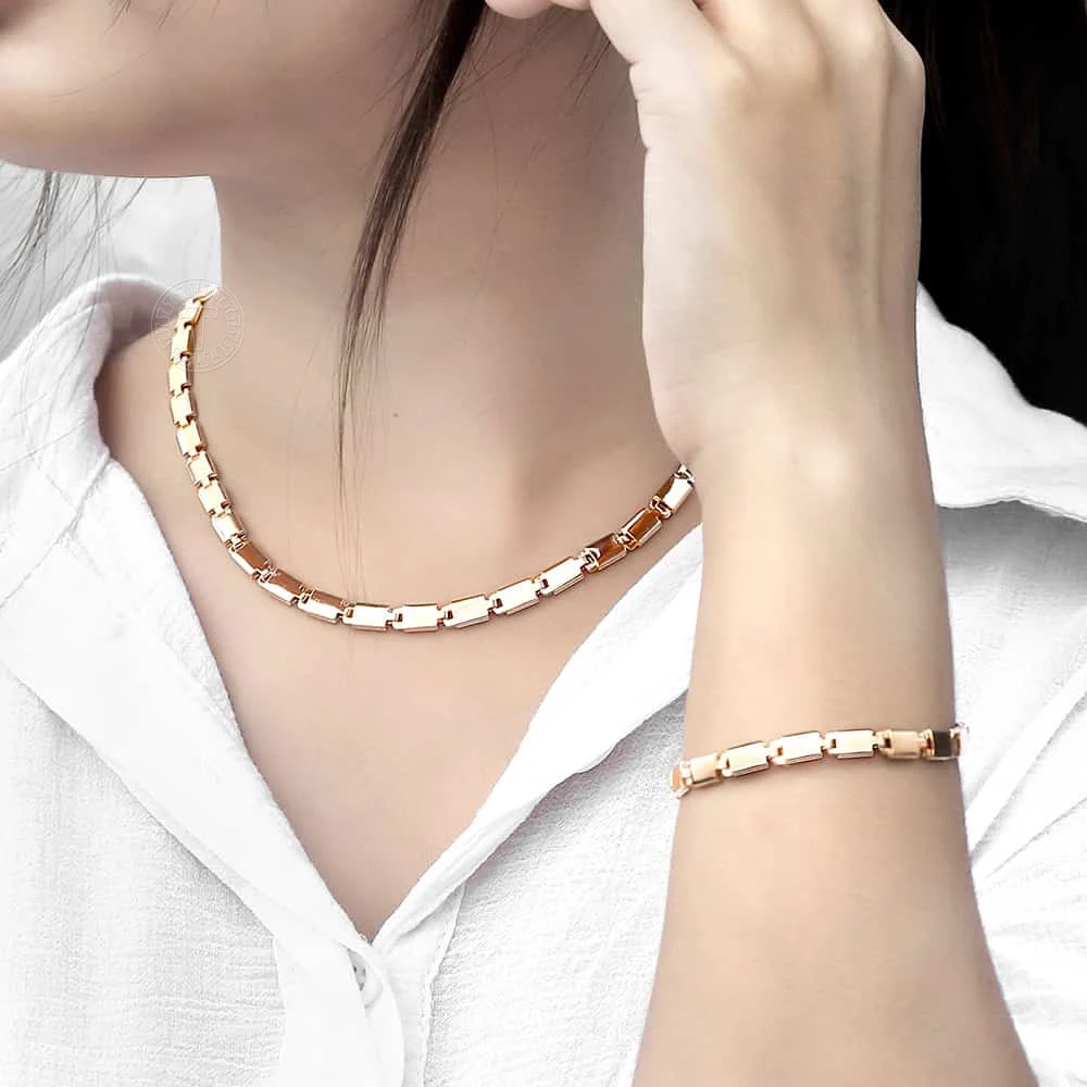 Davieslee – ensemble de bijoux tressés pour femmes, couleur or Rose, chaîne à maillons en queue de renard, ensemble de bracelets et colliers, vente en gros, bijoux cadeau, 585, CSS1