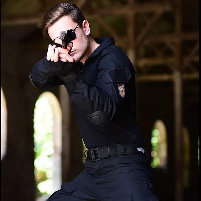 Тактическая Военная боевая униформа Мультикам рубашка + брюки налокотники