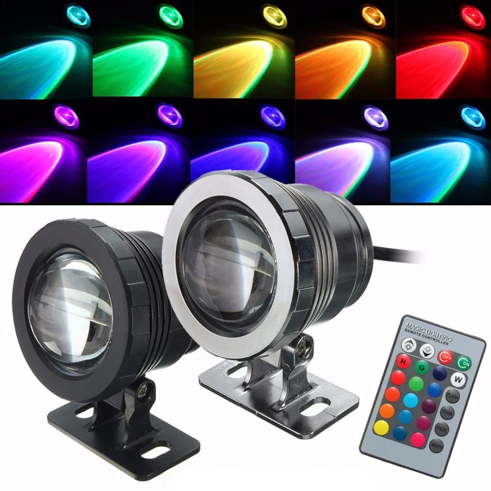10W Underwater Night Led 24 Keys Remote Controlled RGB Submersible Light Operated Lamp Pond Pool Outdoor Vase Garden Boat | Лампы и