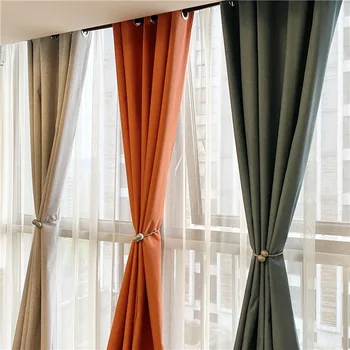 

100% blackout linen waterproof curtain for living room bedroom dust-proof formaldehyde free Thermal Insulated curtain drape