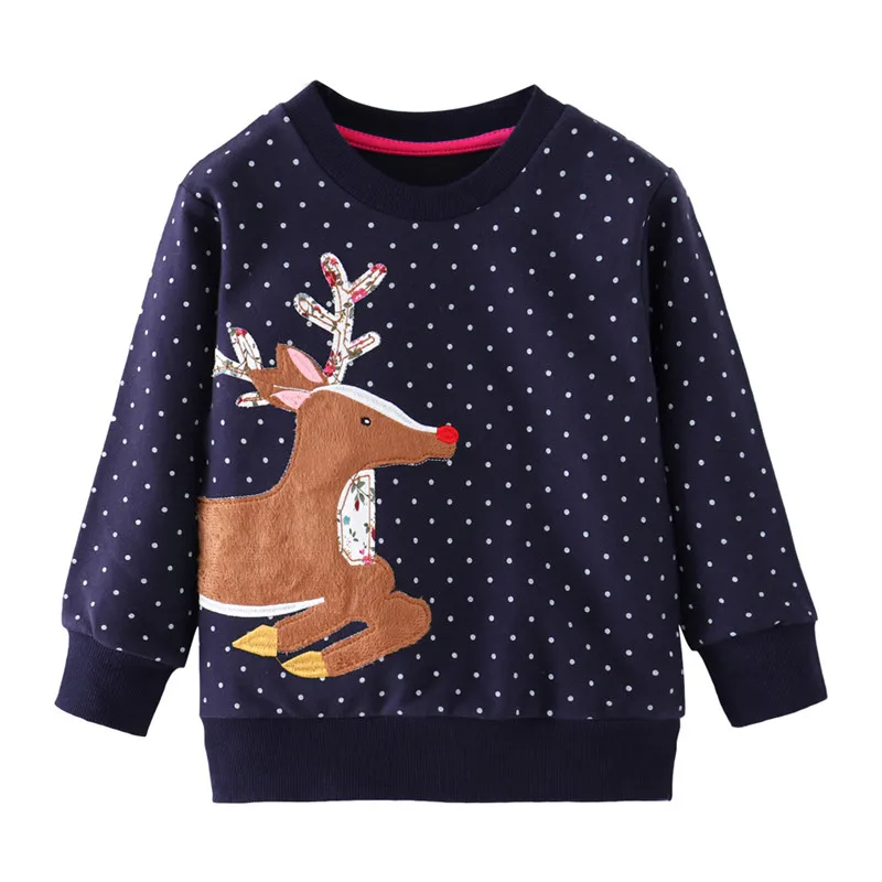 Jumping meter/Детский свитер для девочек с аппликацией животных; осенне-зимняя одежда для малышей; Милые рубашки в горошек; блузка для девочек