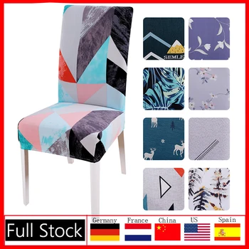 

2020 Geometric Pattern Stretch Chair Cover Spandex Kitchen Removable Washable Seat Cover Big Elastic Slipcover For Banquet