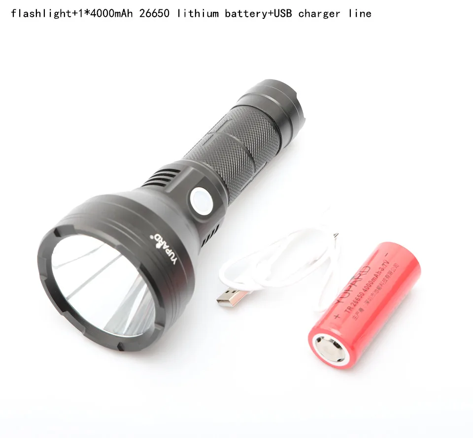 USB Перезаряжаемый светодиодный фонарик прожектор большой дальности xhp50 мощный супер яркий фонарь 2000LM Открытый Кемпинг - Испускаемый цвет: 26650battery charger