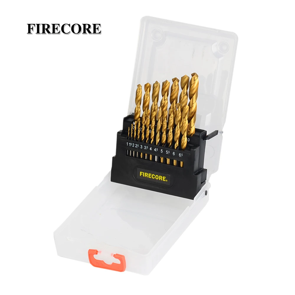 

Firecore 19pcs Titanium Coated HSS 1.0-10mm Twist Drill Bits Set for Wood Plastic and Soft Metal Sheet