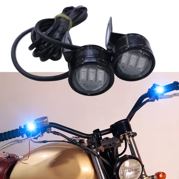 

Universal 1 Pair LED Flash LED Light Strobe Hawkeye DRL Tail Light Backup Lamp Motorcycle Mirror Mount Eagle Eye Running Lamp