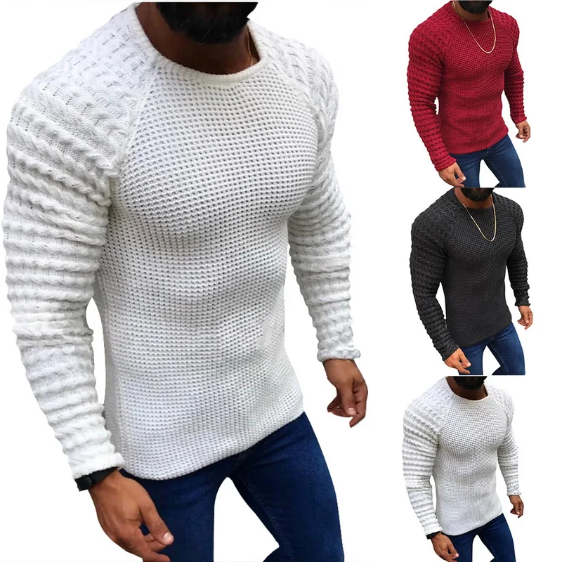 Cysincos мужской свитер, новинка, Модный пуловер с воротником, повседневный вязаный свитер, Осень-зима, облегающий, длинный рукав, ВЯЗАННЫЙ ПУЛОВЕР