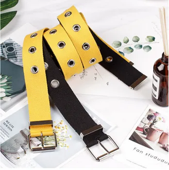 

Women's Canvas Belt Belt Metal Buttonhole Fashion Women Belt Casual Decoration
