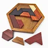 Hexagonal Wooden Puzzles IQ Game Educational Toys For Children Kids Adults Tangram Board IQ Brain Teaser Montessori Toys Gifts ► Photo 1/6