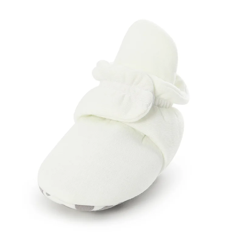 Pure White Носки для новорожденных; обувь для мальчиков и девочек; обувь со звездами для малышей; обувь для первых шагов; удобные хлопковые мягкие Нескользящие теплые детские ботиночки для малышей - Цвет: Pure White