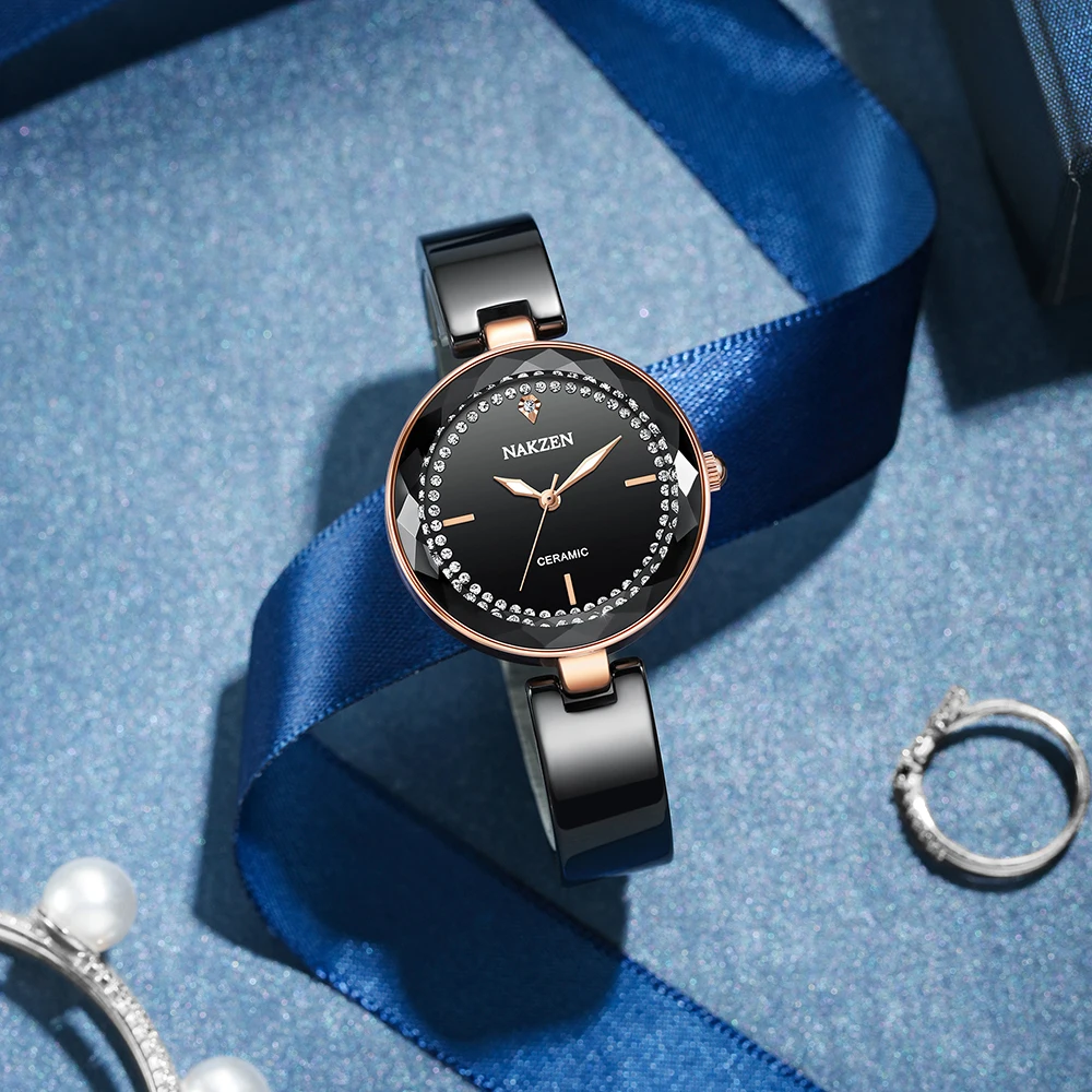 Ladies Clock New Simple Women Feminino Watches Luxury Relogio Watch Brand Fashion Watch Ceramic Waterproof NAKZEN Women Top