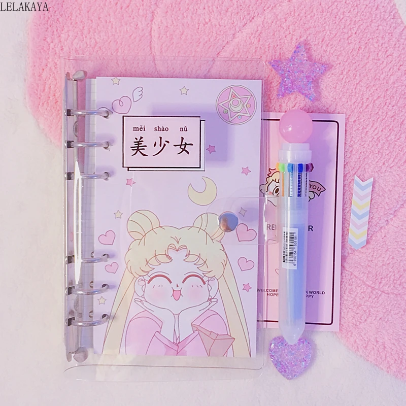 

Anime Sailor Moon sakura Action Figure Printed Paper A6 Spiral Notebook Separator Pages Students Lovely dairybook Cosplay Gifts