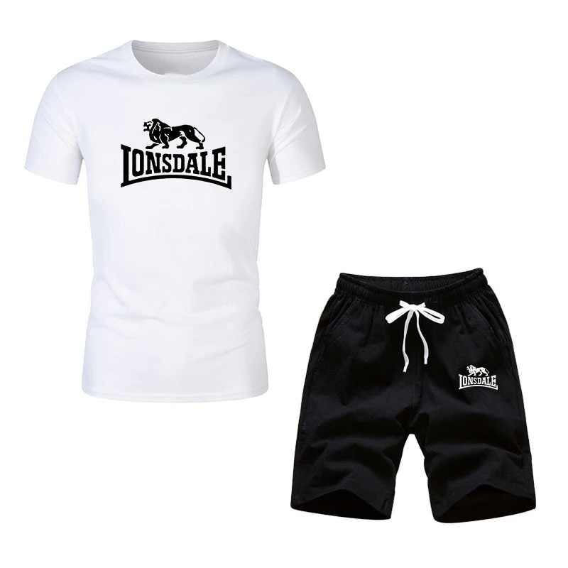 Мужские летние спортивные комплекты LONSDALE футболки с коротким рукавом + короткие