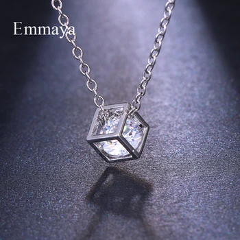 

Emmaya New Arrival For Women Delicate Necklace Small Box Filled With Transparent Tiny Zirconia Jewelry Fashion Statement