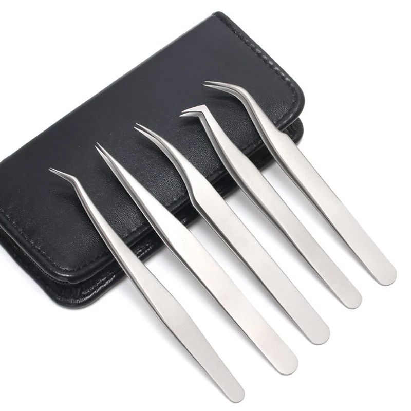 

5Pcs Precision Tweezers Set Anti-Static Stainless Steel tweezers Kit for Craft Jewelry Eyebrow Eyelash Extension