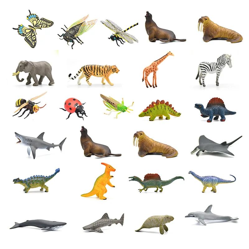 

Cross Border Hot Selling Model Solid Mini Animal Model Children Marine Organism Dinosaur World Popularization of Science Toy