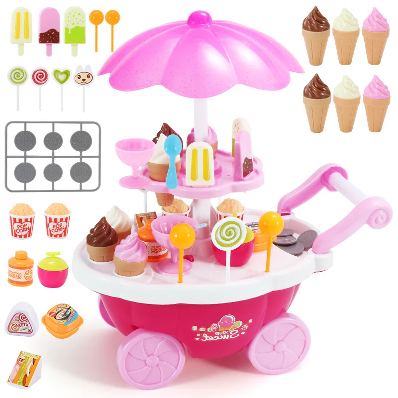 

CHILDREN'S Toy GIRL'S Mini Model Music Light Ice Cream Hand Push Candy Car Play House Gift