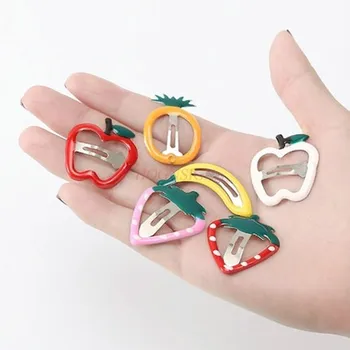 

hair clips Children card child girl strawberry pineapple fruit BB clip girl side hairpin net red headdress simple bangs clip