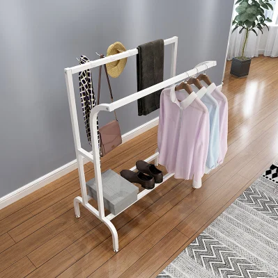 Balcony simple drying rack floor double-pole drying rack household bedroom hanger outdoor detachable shelf