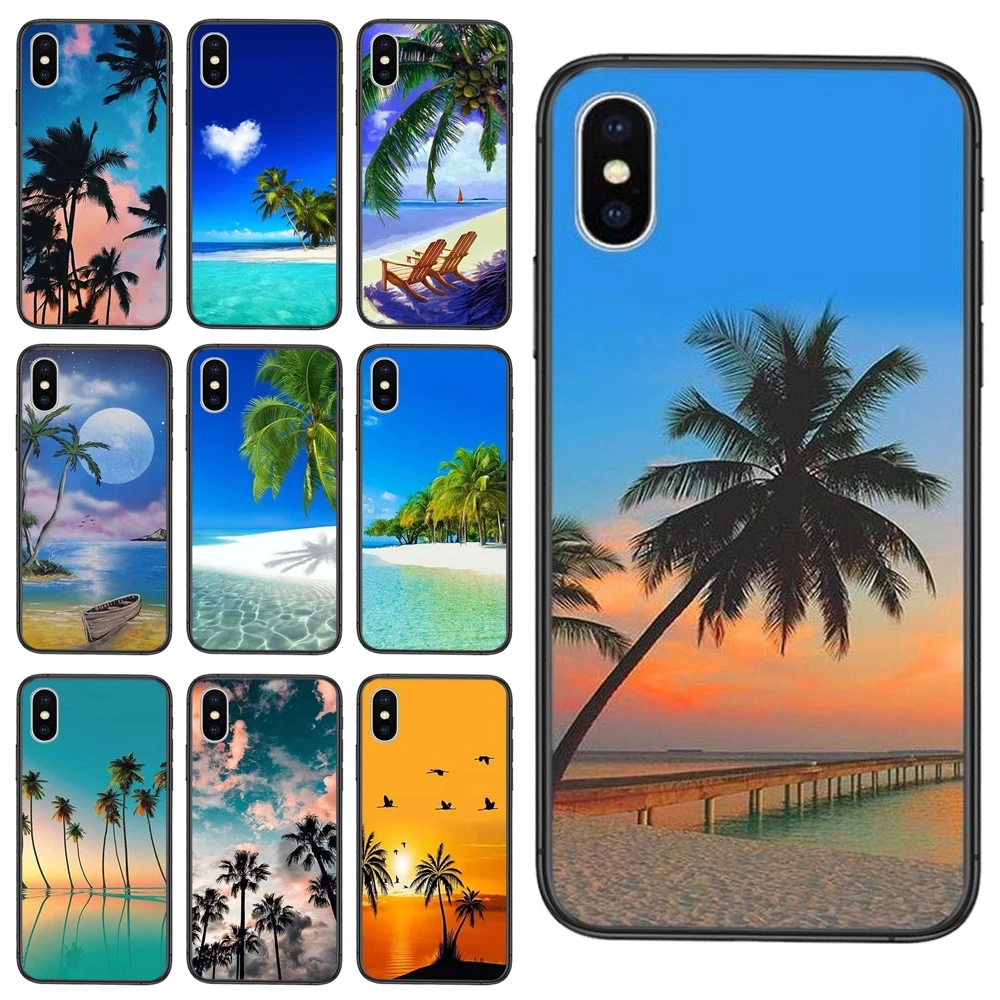 Ebay Black Shell Trend Hoesjes Sea тропические пальмы морской пляж для Xiaomi Mi11 M10 Mi10I Mi10S Mi10T Mi9 CC9