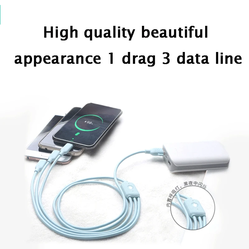 Micro USB 3.5A 1 drag 3usb линия для Apple huawei samsung xiaomi креативный дышащий свет type-c Android кабель для быстрой зарядки данных