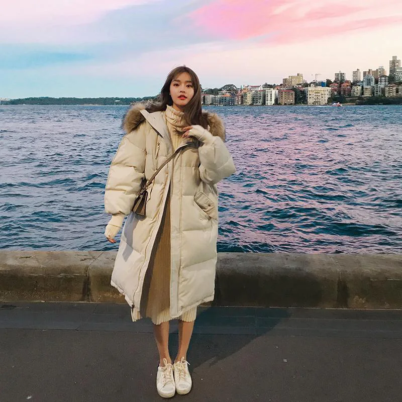 

2022 Autumn Winter Female Hooded Harajuku Clothes Loose Parka Winter Women's Jacket Warm Parkas Streetwear Casual Cotton Coats