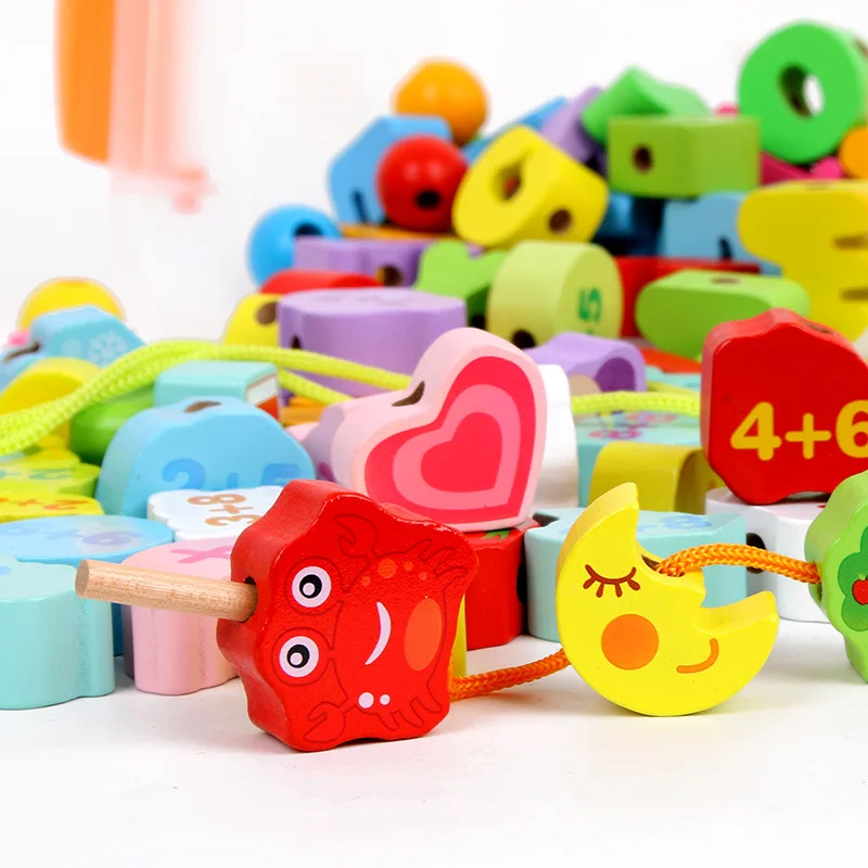 

Threading Beads Toy 1-3-6-Year-Old Educational Children String of Beads DIY Unisex Boy Women's Have Early Education Building Blo