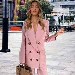 Mulheres primavera outono trabalho pant ternos 2 peça conjunto para entrevista de negócios terno conjunto uniforme blazer e lápis calça escritório senhora ternos