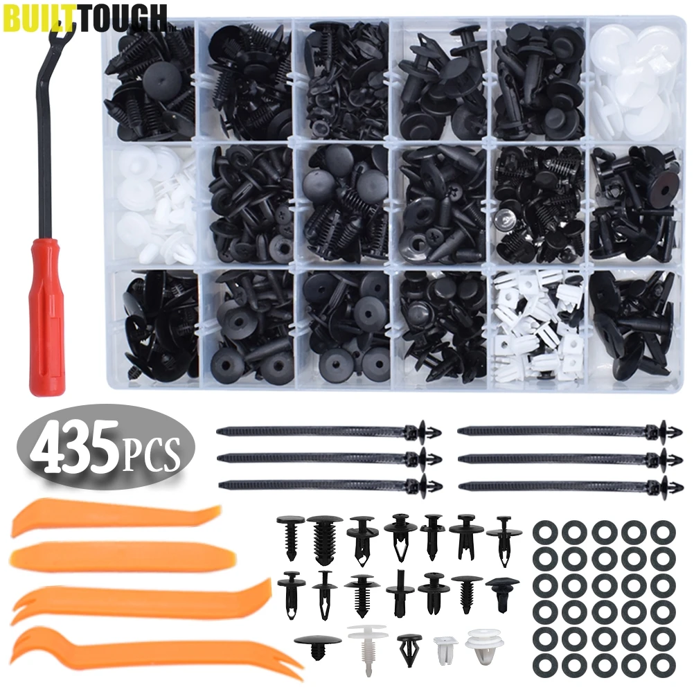 

435PCS Car Body Push Pin Rivet Trim Moulding Clips Removal Tools Bumper Hood Fender Panel Fastener Auto Mixed Door Retainer Kit