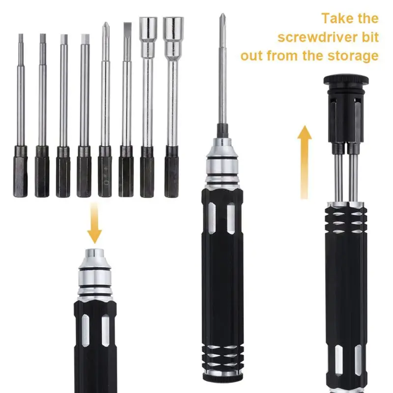 

New 8 in 1 Hex Socket Driver Hexagon Screwdriver Set for RC Models Aluminum