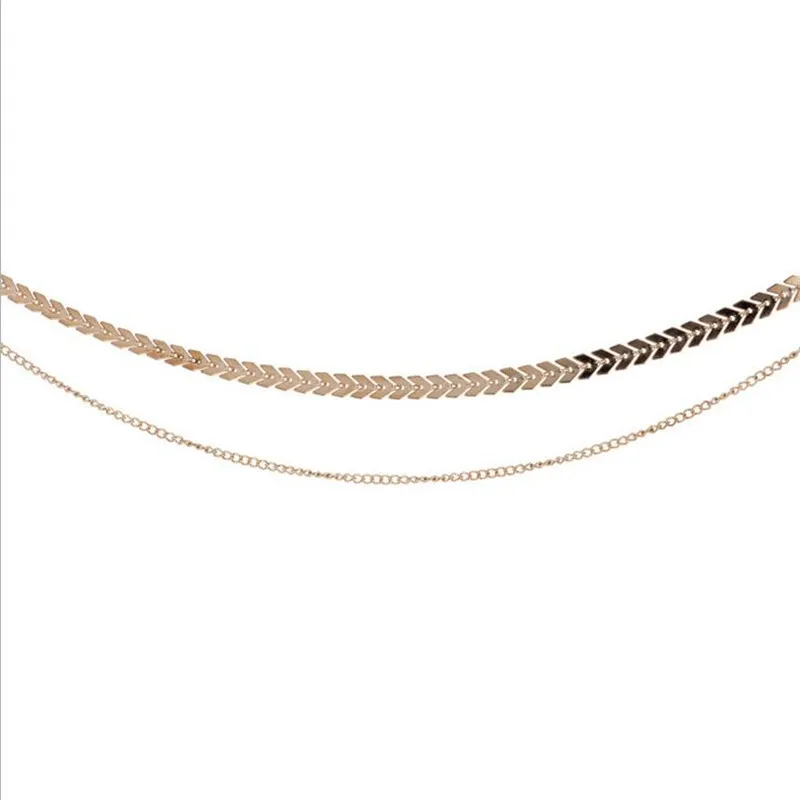 GothicMulti колье ожерелье Женская плоская цепь чокер на шею ювелирные изделия два слоя ожерелье s Collares рыбья кость ожерелье «самолетик»