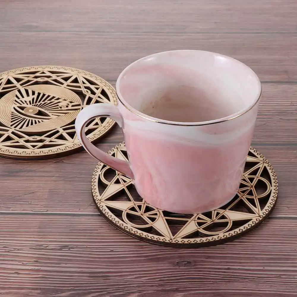 Wooden Wall Sign Flower Of Life Shape Coaster