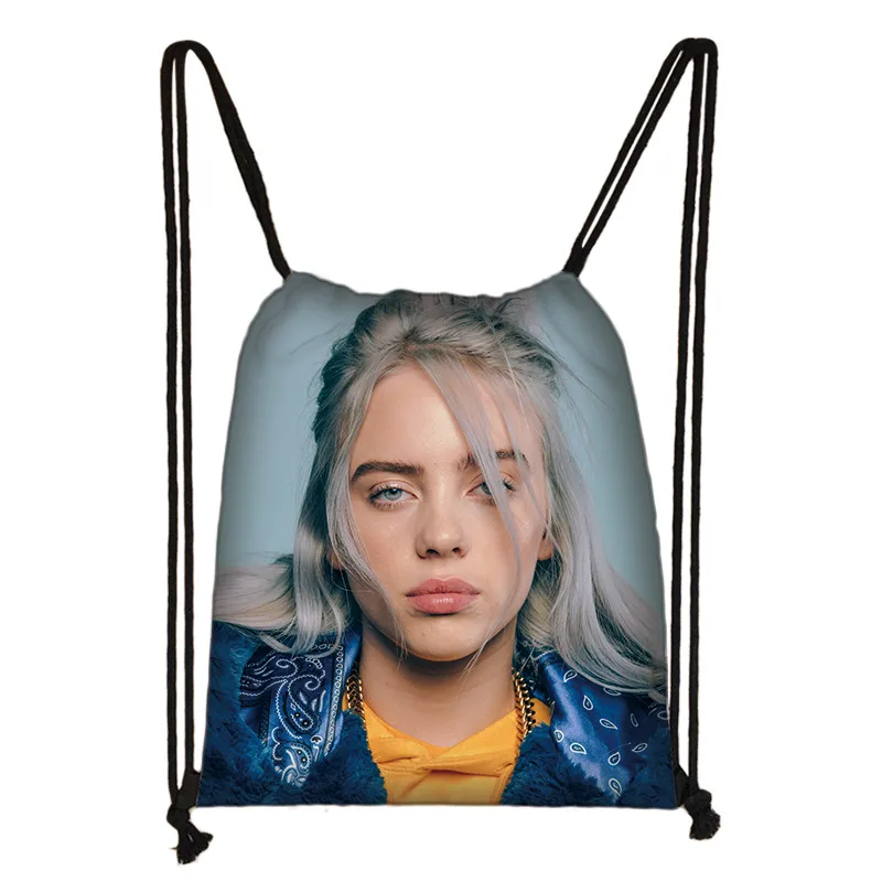 Billie Eilish сумка на шнурке женская модная сумка для хранения рюкзак из парусины для подростков женские вечерние сумки для покупок - Цвет: skdemili14