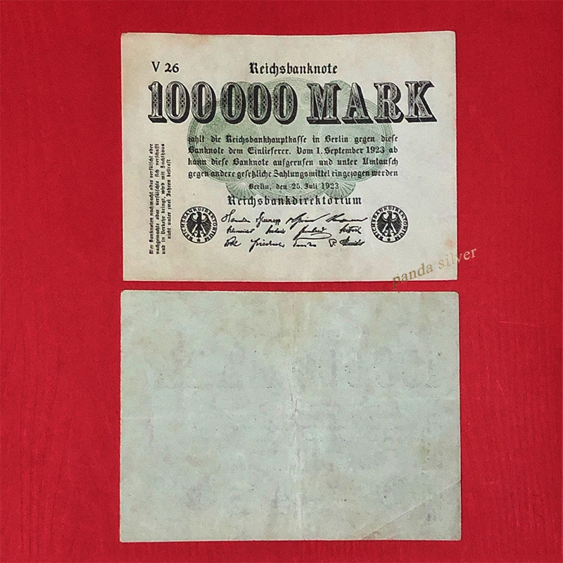 Germany 1923 P 91 100000 Marks Vf Used Condition Single Side Print