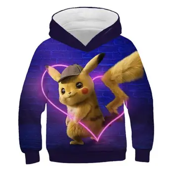 

2019 new cartoon animation Autumn Fashion Casual Hooded Sweater Pokemon Pikachu 3D Print Hoodie Anime Pretty Hoodie Hoodie