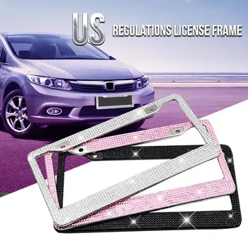 

New American Regulations License Frame Car Bling License Plate Frame Number Plate Holder+Screws+Buckles+Rhinestone