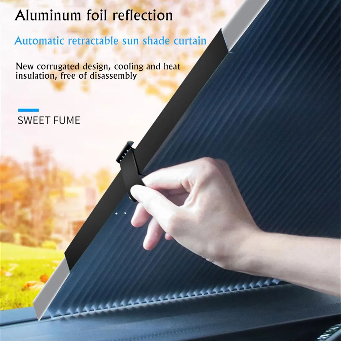 

46/65/70/80CM Car Front Windshield Sunshade Covers Retractable Sun Visor Upgarde UV Protection Curtain Rear Window For SUV Truck