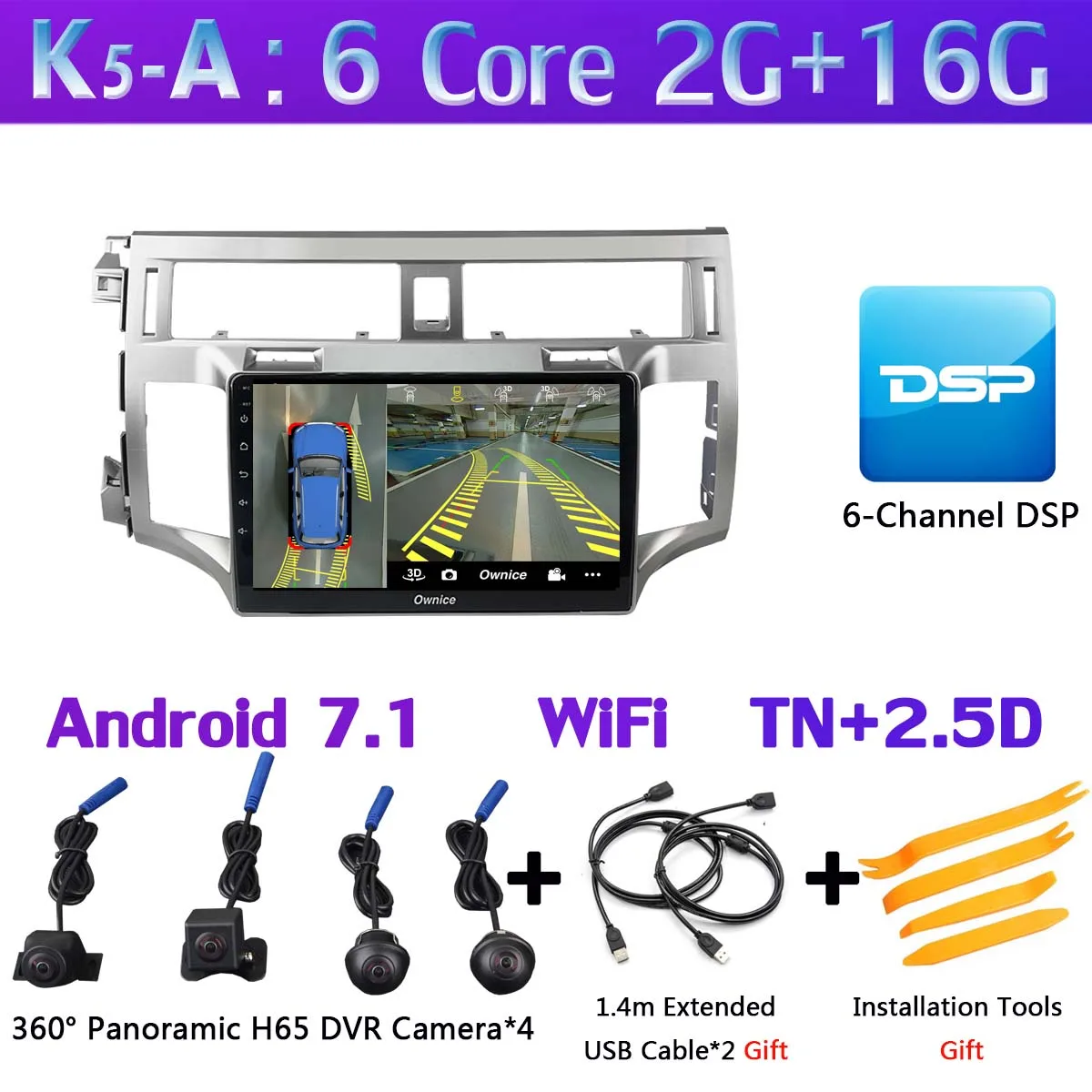 360 ° 4* AHD Камера Android 9,0 4+ 64G SPDIF DSP CarPlay автомобильный мультимедийный плеер для Toyota Avalon 2006 2007 2008 2009 2010 gps радио - Цвет: K5-A