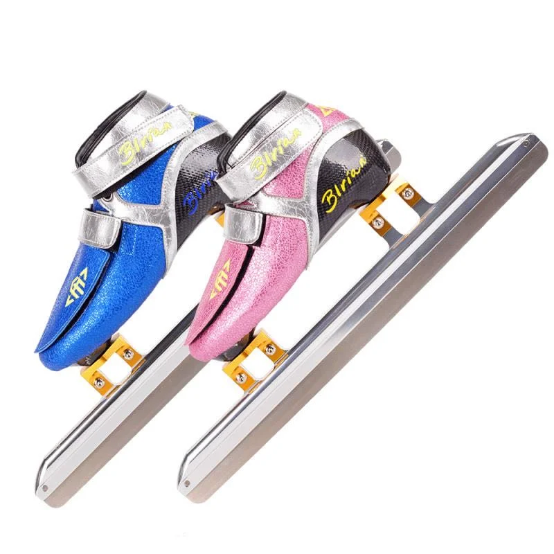 

Новое поступление, профессиональные коньки с фиксированным лезвием для льда, обувь с голубым и розовым ледяным коньком, 380 мм, 410 мм, 430 мм, 62 встроенных ножа