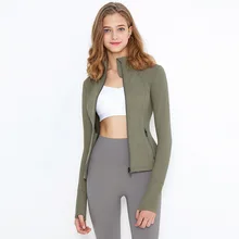 Хорошее качество, Женская куртка для бега, занятий йогой, фитнесом, на молнии, спортивная одежда