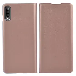 Leather Flip Cover Wallet Case - Universal Smartphone Protection - A3 2015 (Rose Gold)