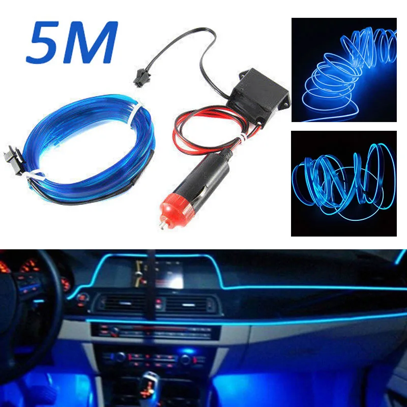 5 м EL-Wire декор для салона автомобиля флуоресцентный Неон полоса холодный мигающий свет лента