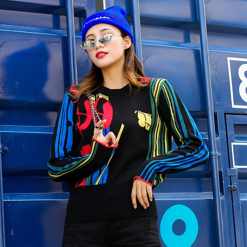 Jacket female new bottoming shirt female autumn and winter round neck sweater female short sweater female loose