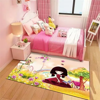 

Princess Style Children Bedroom Carpet Bedside Rug Girls Gift Fantasy Landscape Area Rugs Baby Play Crawling Living Room Carpet