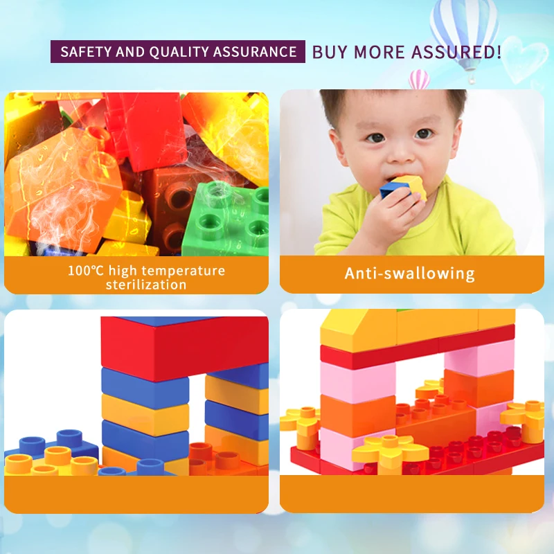 Tanie 272 sztuk DIY duży rozmiar Building Blocks kompatybilny LegoINGlys Duploed montaż bloku DIY cegły klocki dla dzieci prezenty