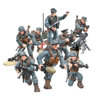 

8Pcs/set Mini Building Blocks Military Normandy Landing 1:36 Simulation Army WW2 Soldier Action Figures Toys for Children Boys