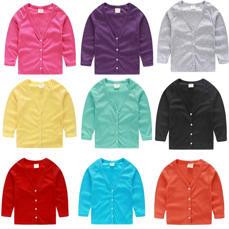 

CHILDREN'S Cardigan Knitted Pure Cotton Casual Coat Spring And Summer Autumn Solid Color Sweater Airable Shirt Thin Men And Wome