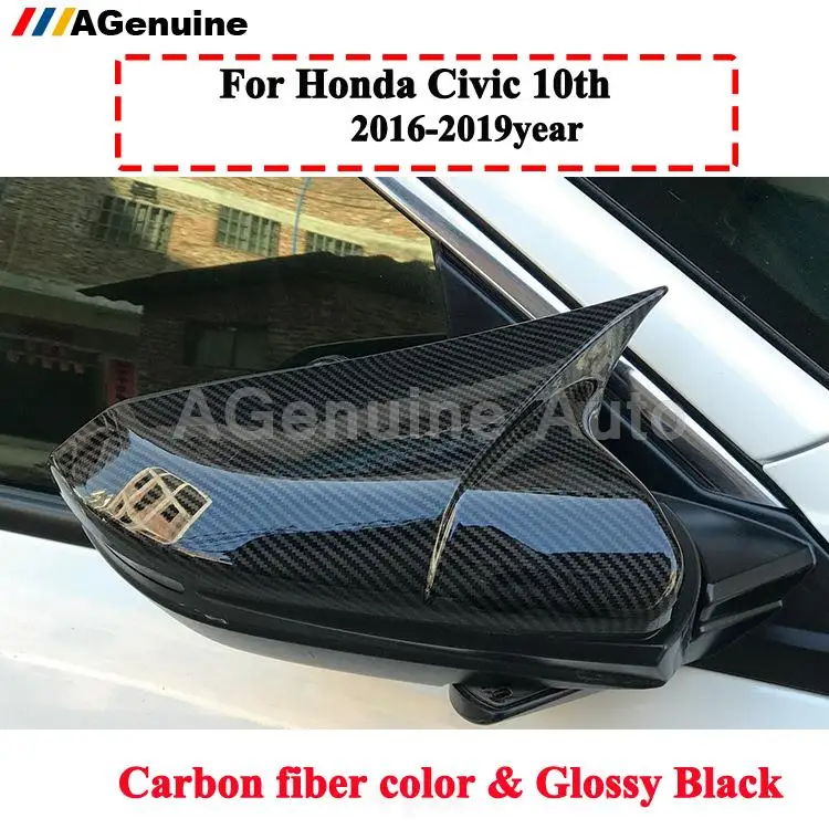 ABS Материал углеродное волокно цвет gloosy черное зеркало крышки заднего вида палка на Чехлы для Honda Civic 10th