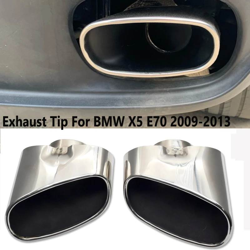 OUYAWEI Auto Accessory Car 2pcs Dual Chrome Exhaust Pipe Muffler Tip Stainless Steel Fits for BMW X5 E70 